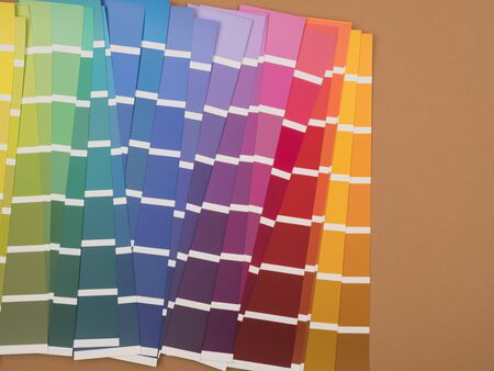 Palette of colors. Vivid shades. Beige background.