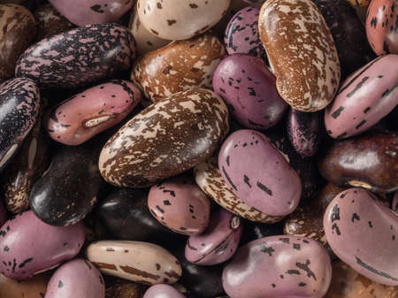Organic marble beans closeup. The view from the top.
