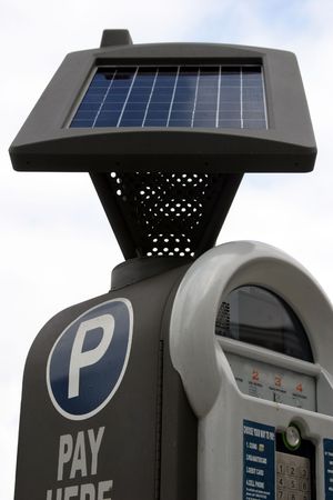 solar energy parking metersの写真素材