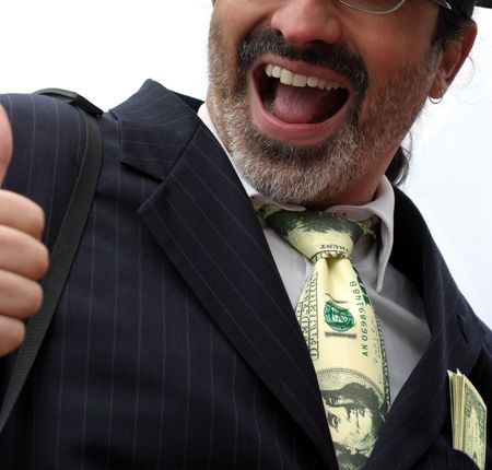 Happy millionaire smiling