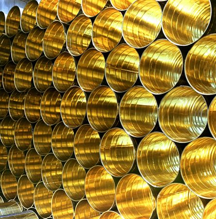 Cans in a warehouseの写真素材