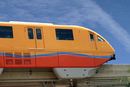 Monorail train approaching final destination