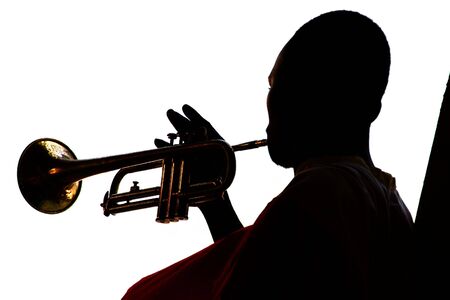 Musician playing the trumpetの写真素材