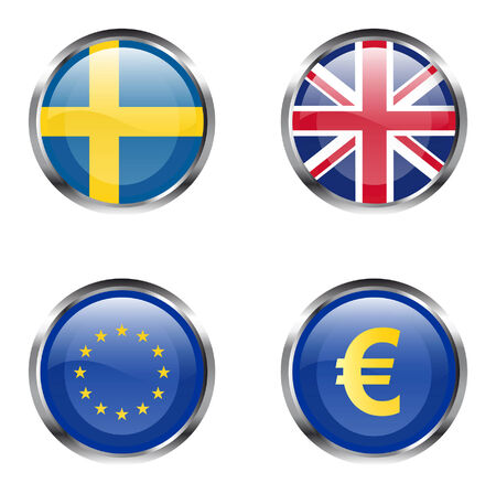 European Union flag buttons - Sweden, United Kingdom, EU, Euroのイラスト素材