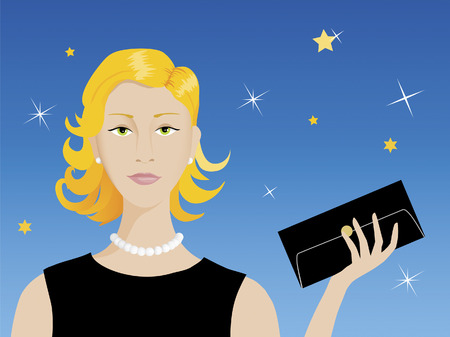 Smart attractive blond woman ready for her evening rendez-vousのイラスト素材
