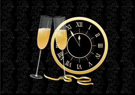 Champagne glasses at midnightの写真素材