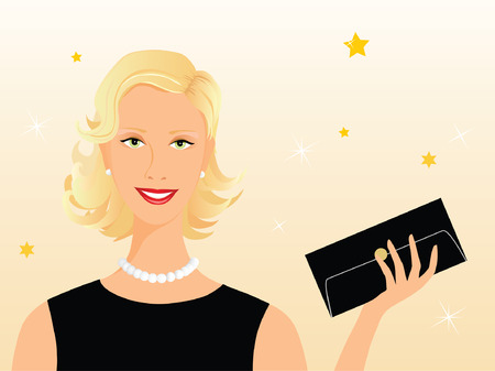 Smart attractive blond woman ready for her evening rendez-vousのイラスト素材