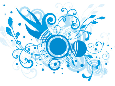 blue floral ornaments in vector formatのイラスト素材
