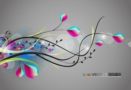 The colorful floral theme on a gray backgroundのイラスト素材