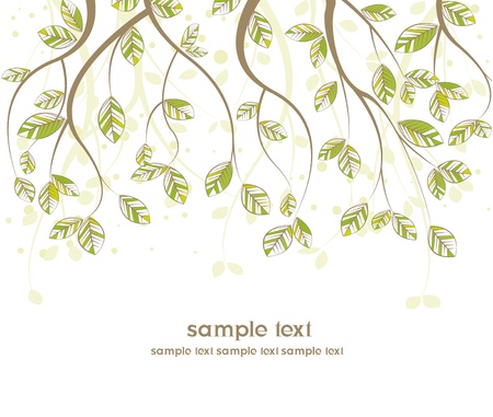 branches with leaves on white backgroundのイラスト素材