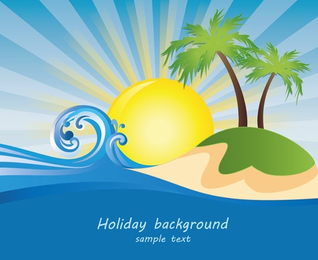 Summer themed beach illustration background with place for text のイラスト素材