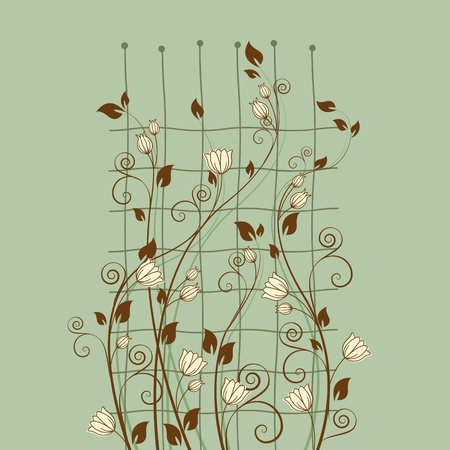 floral decoration on a green backgroundのイラスト素材