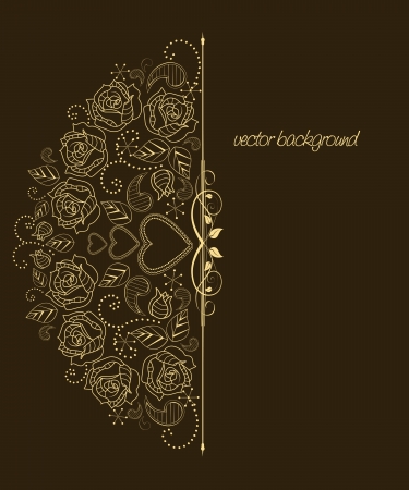 brown background decorated with rosesのイラスト素材