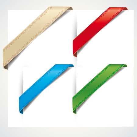 colorful corner ribbons on a white backgroundのイラスト素材