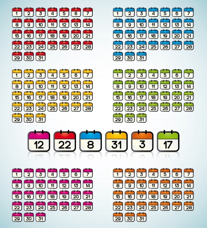 colored icons with the days of the monthのイラスト素材