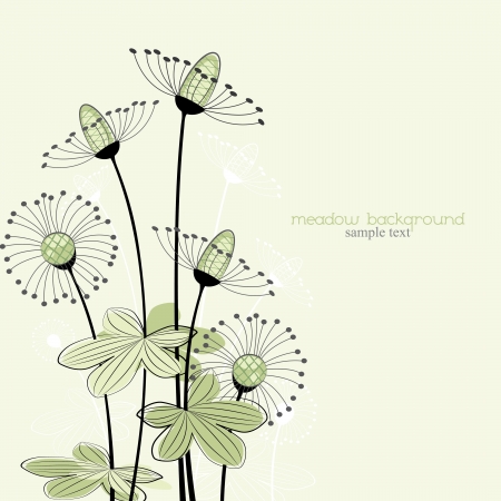 meadow flowers on a green backgroundのイラスト素材