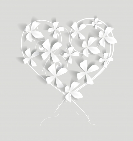 white flowers studded with heart-shapedのイラスト素材