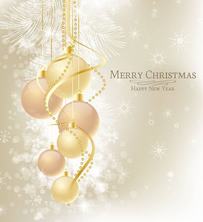 Elegant Christmas background with brown and gold  baubles のイラスト素材