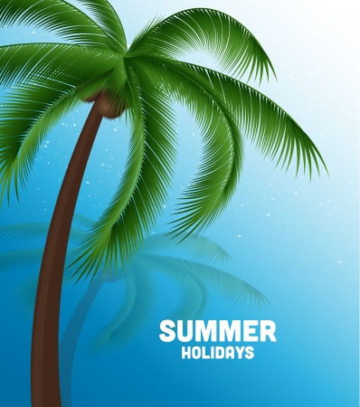summer holiday background with sea and palmのイラスト素材