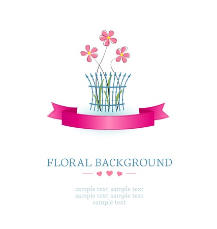 flowers on a white background with place for textのイラスト素材