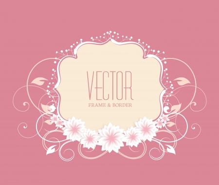 frame with flowers on a pink backgroundのイラスト素材
