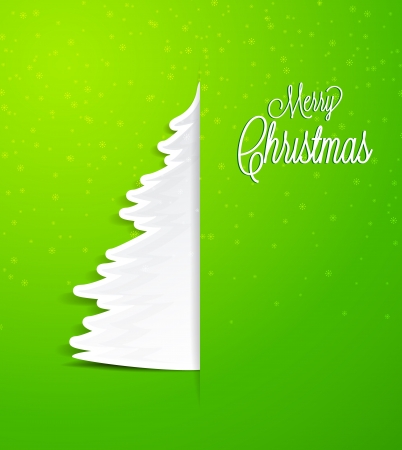 Merry Christmas card, Christmas tree and snowflakesのイラスト素材