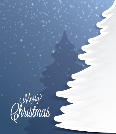 Merry Christmas card, Christmas tree and snowflakesのイラスト素材