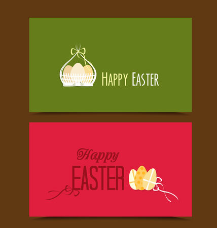 Two cards with background Easter basket and eggsのイラスト素材