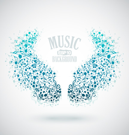 The background of musical notes in the shape of wingsのイラスト素材