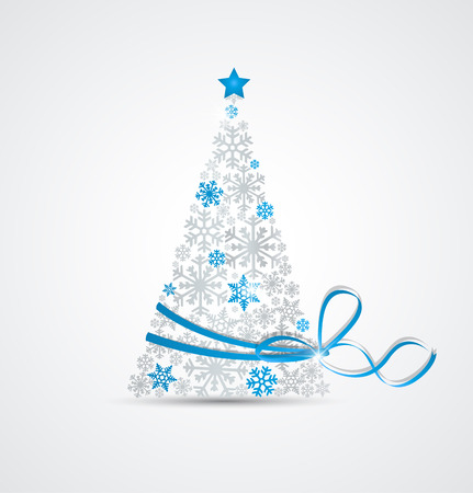 Christmas tree made from snowflakes with ribbonのイラスト素材
