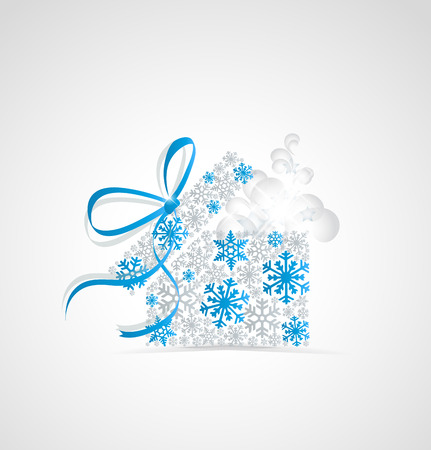 Elegant Christmas background with gift box made from snowflakesのイラスト素材