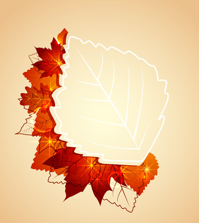 Flying autumn leaves background with space for text のイラスト素材