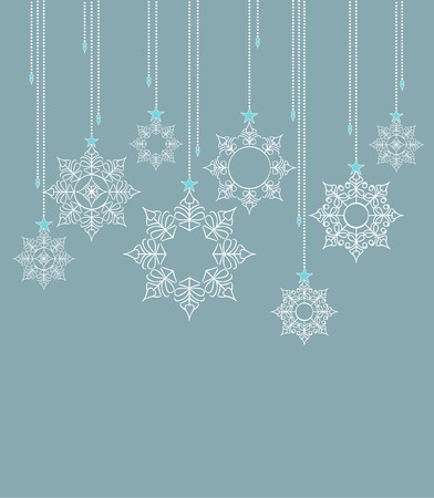 winter background with beautiful various snowflakesのイラスト素材