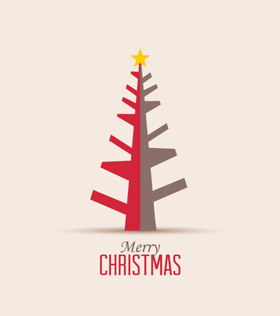 Retro decorative Christmas tree, vector Christmas cardのイラスト素材