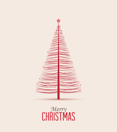 Retro decorative Christmas tree, vector Christmas cardのイラスト素材