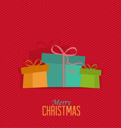 Retro decorative Christmas presents, vector Christmas cardのイラスト素材