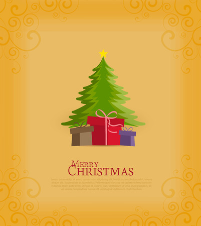 Colored decorative christmas tree, vector Christmas cardのイラスト素材