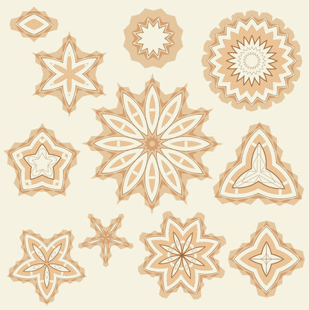 Vector Set Floral ornament pattern various shapesのイラスト素材