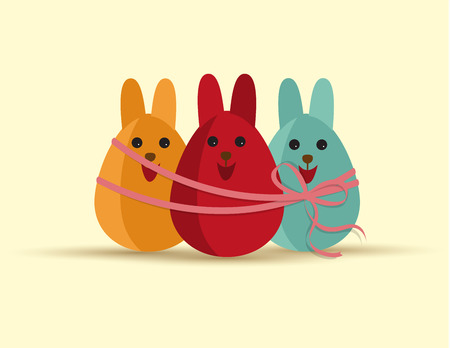 Vector Happy easter eggs with rabbit earsのイラスト素材