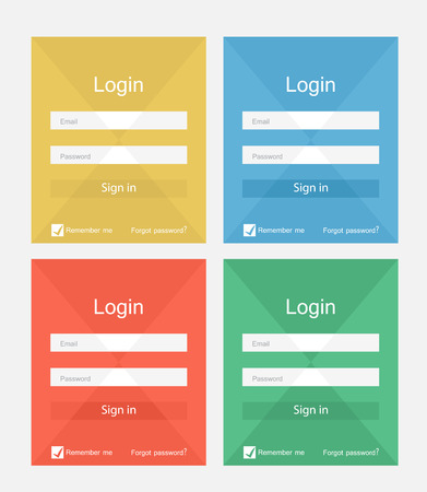 Set of different colors login forms, flat UI designのイラスト素材