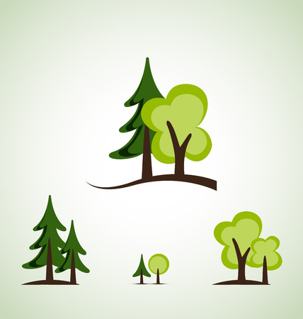 Set of different green trees vector illustrationのイラスト素材