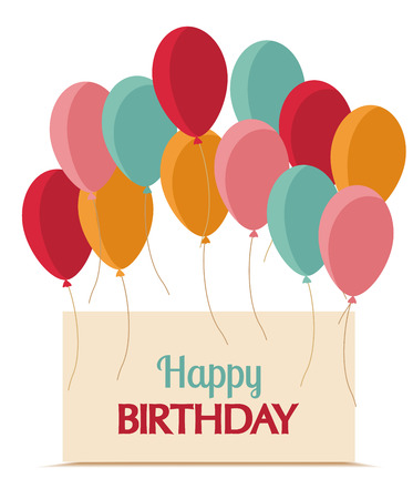 Greeting card with flying balloons with place for textのイラスト素材