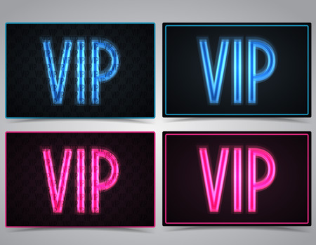 Neon vector VIP text in pink and blueのイラスト素材