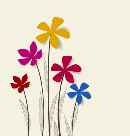 Vector flowers with colors petals on a bright  backgroundのイラスト素材