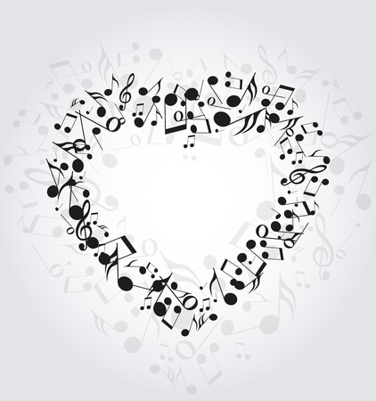 Background with heart made up of musical notesのイラスト素材