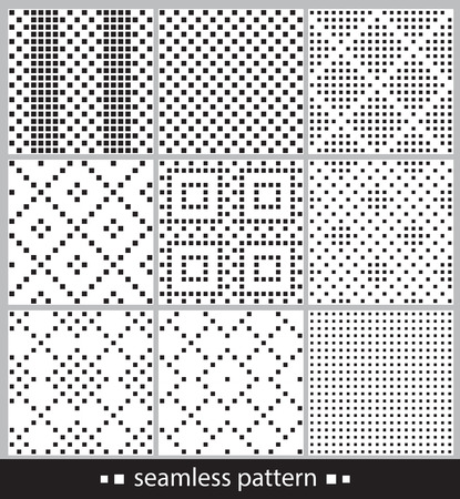 Nine different seamless pattern black and whiteのイラスト素材