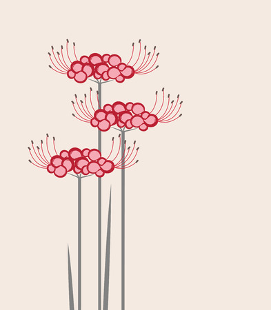 Vector flower Higanbana on a pink backgroundのイラスト素材