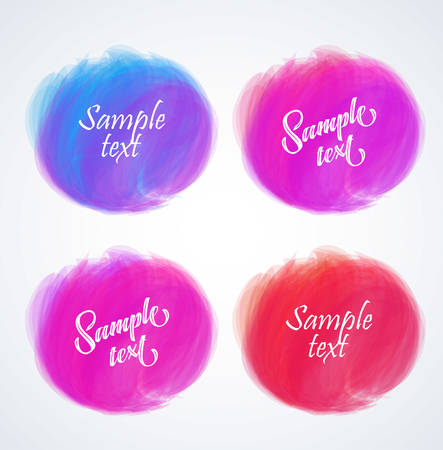 elements for headers, labels, web buttons. Circle brush strokes. Colorful banners.のイラスト素材