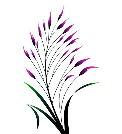 Vector illustration of colorful grass on a white background, abstract meadow element.のイラスト素材