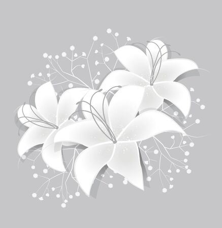 romantic floral background with White liliesのイラスト素材